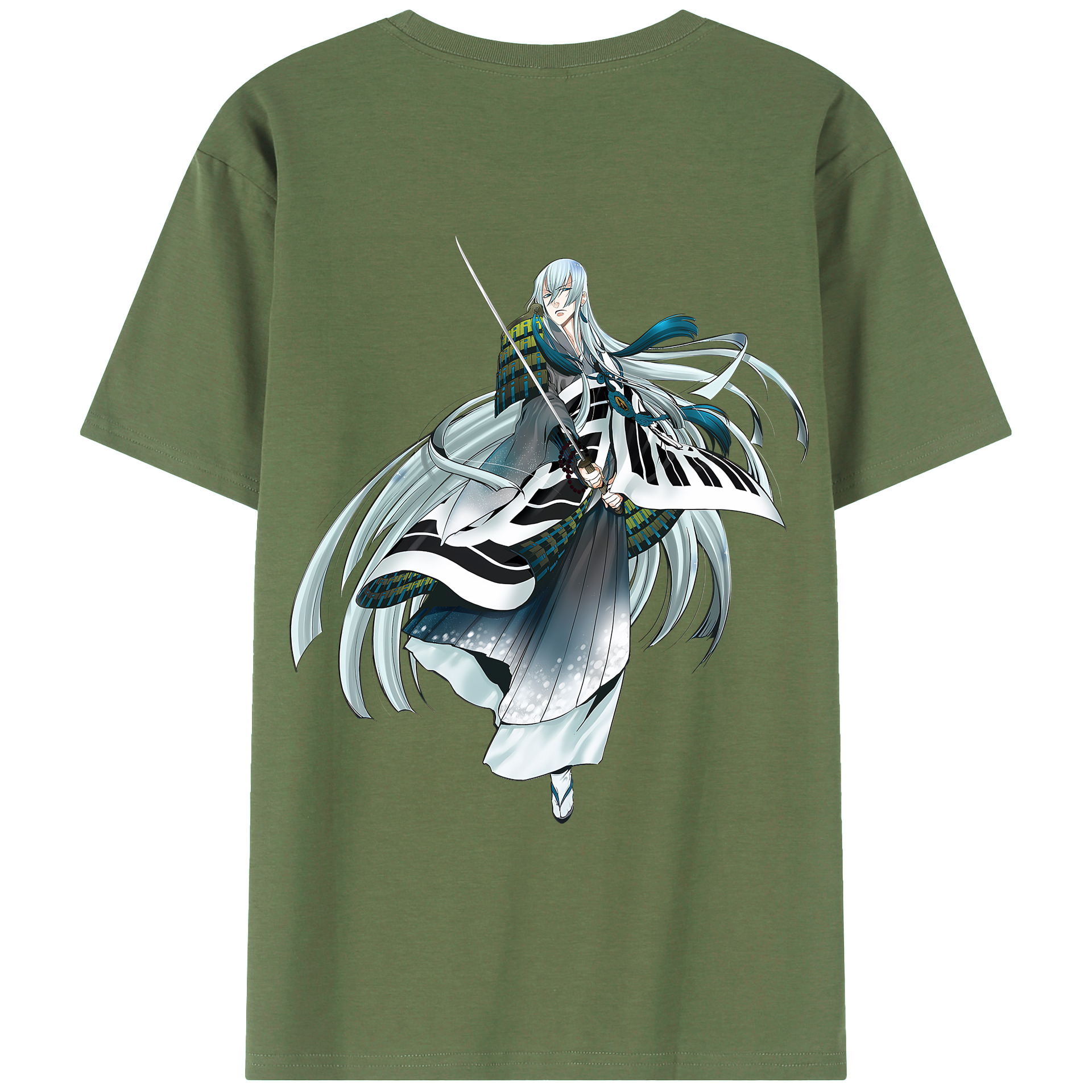 （画像用） 刀剣乱舞 Touken Ranbu 綿100％ メンズ半袖Tシャツ（バックプリント） 通気性